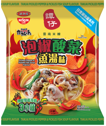 日清湖池屋 激辣魔薯 譚仔泡椒酸菜魚湯味薯片 50克